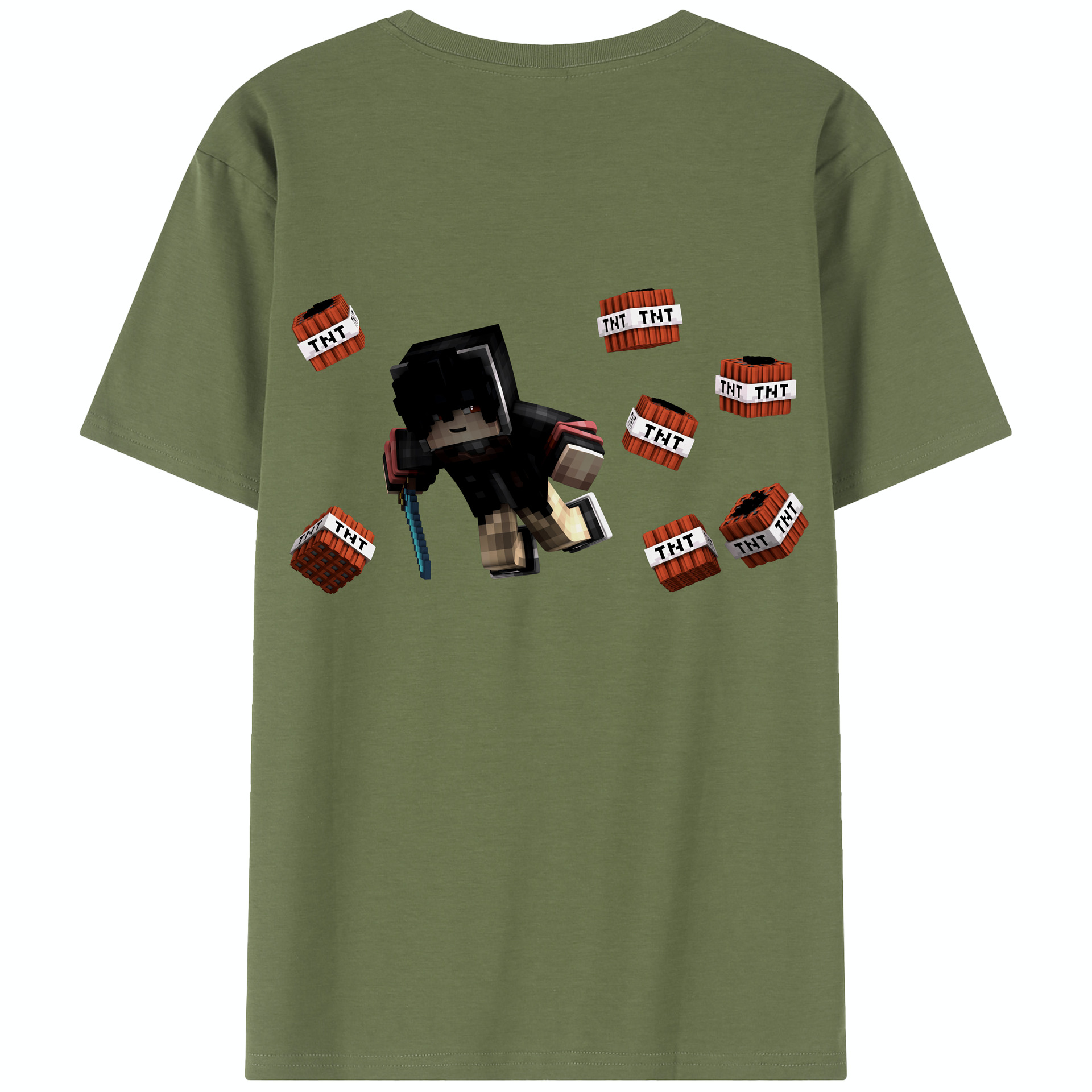 （画像用） マインクラフト ブロックの世界 Minecraft MC Block world 綿100％半袖Tシャツ（背面プリント）
